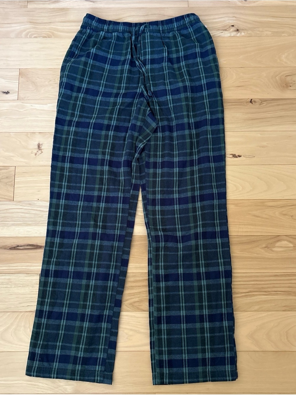 NWT Eddie Bauer Men's Green & Navy Plaid Lounge Pants Sz S Flannel Drawstring